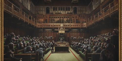 Знаменитая сатирическая картина Бэнкси отправится на аукцион