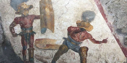 В Помпеях обнаружена реалистичная фреска с гладиаторами