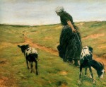 Живопись | Max Liebermann | Woman and Her Goats in the Dunes, 1890