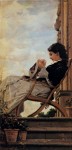 Живопись | Криштиану Банти | Женщина шьет на террасе, 1882