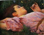 Живопись | Федерико Дзандоменеги | Девушка с цветком, 1894