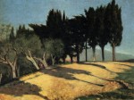 Живопись | Джузеппе Аббати | Сельская дорога с кипарисами, 1860