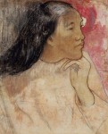 Живопись | Поль Гоген | Tahitian woman with flower in her hair, 1891