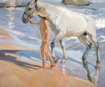 Живопись | Хоакин Соролья-и-Бастида | Купание коня, 1909