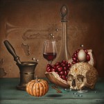 Живопись | Андрей Горенков | Натюрморт с изящным черепом и исчезающей трубой