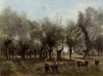 Живопись | Камиль Коро | Женщины на поле с ивами, 1860-65