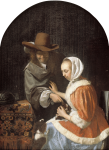 Живопись | Франц ван Мирис Старший | Мужчина и женщина с двумя собаками, 1660
