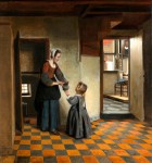 Живопись | Питер де Хох | Женщина с ребёнком у кладовки, 1658