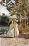 Живопись | Сильвестро Лега | Прогулка в саду, 1870