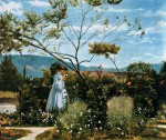 Живопись | Сильвестро Лега | Среди цветов в саду, 1883