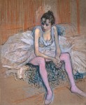 Живопись | Анри де Тулуз-Лотрек | Сидящая танцовщица в розовом трико, 1890