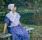 Живопись | Михаил Нестеров | Девушка у пруда (Портрет Н.М. Нестеровой), 1923