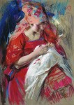 Живопись | Абрам Архипов | Крестьянская девушка за рукоделием, 1917