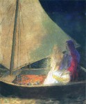 Живопись | Одилон Редон | Boat with Two Figures, 1902