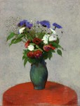 Живопись | Одилон Редон | Vase of Flowers on a Red Tablecloth, 1900