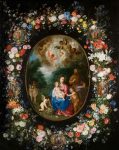 Живопись | Ян Брейгель Младший и Хендрик ван Бален | Святое семейство с Иоанном Крестителем в цветочной гирлянде